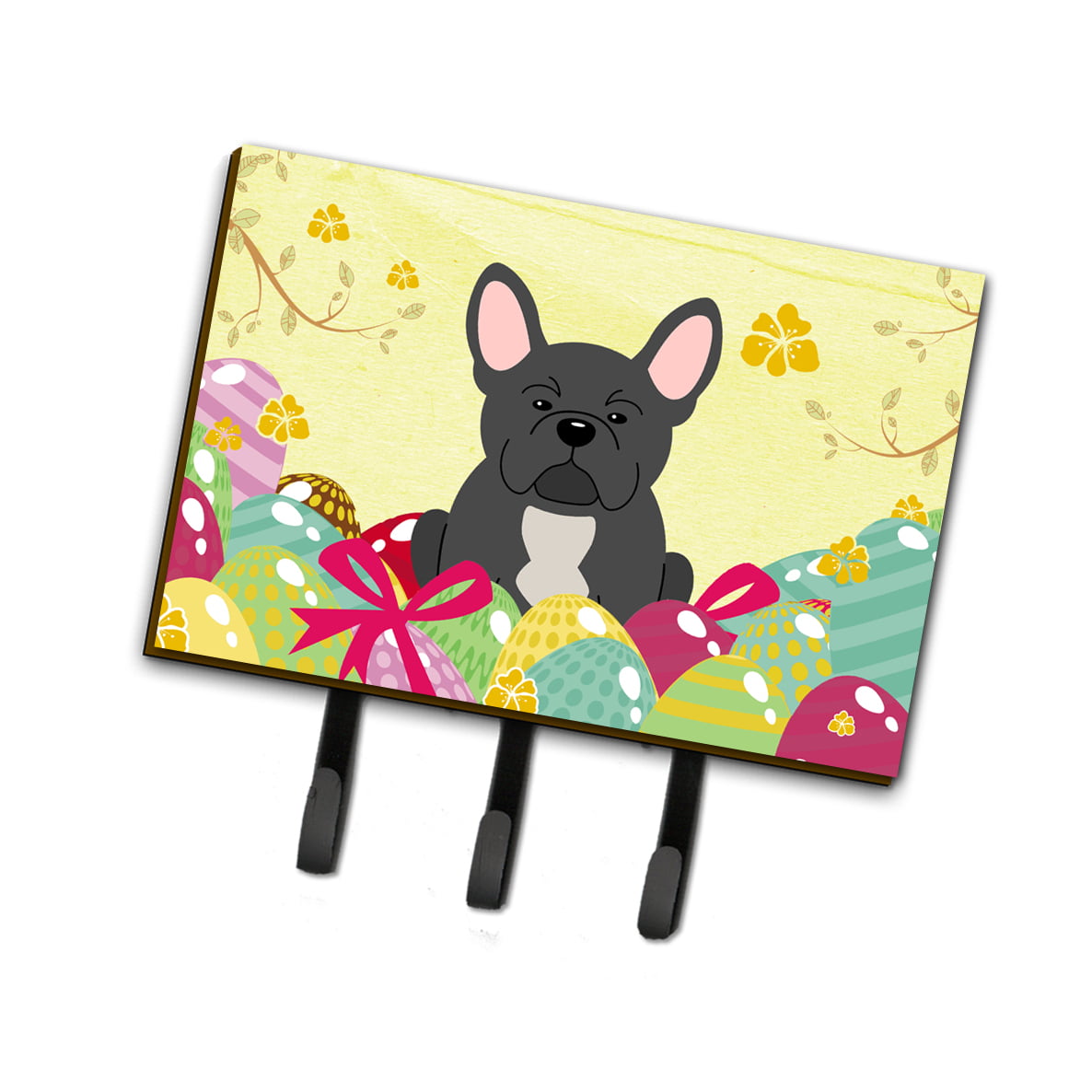 Easter Eggs French Bulldog Black Leash or Key Holder