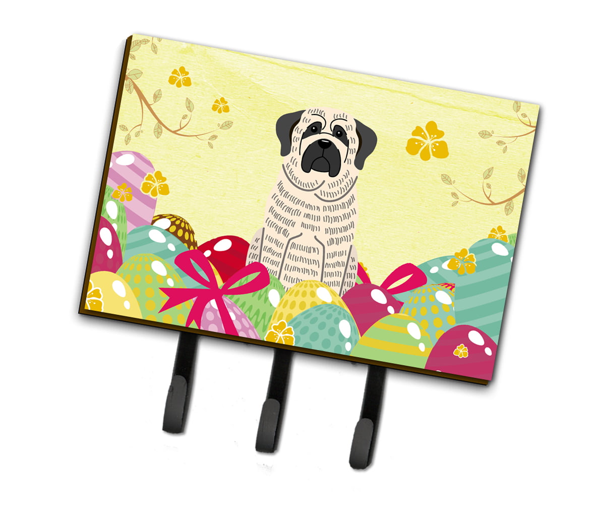 BB6016TH68 Easter Eggs Mastiff Brindle White Leash or Key Holder