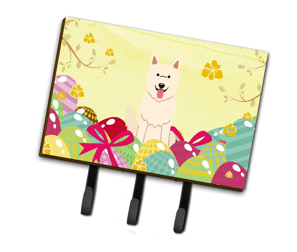 BB6045TH68 Easter Eggs White German Shepherd Leash or Key Holder