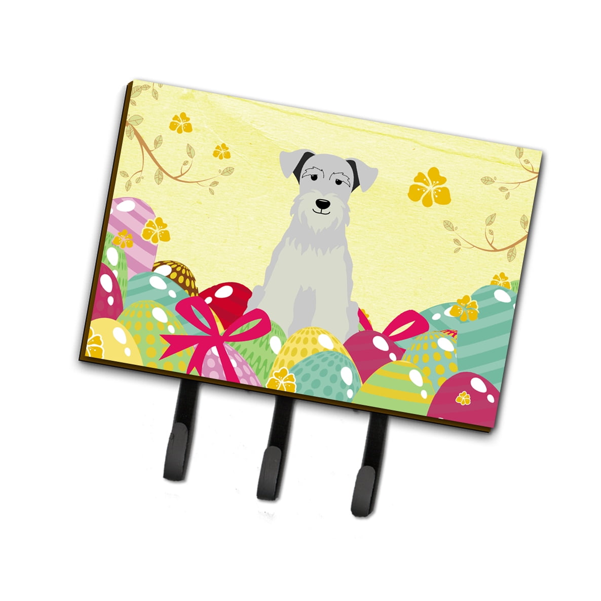 BB6053TH68 Easter Eggs Miniature Schanuzer White Leash or Key Holder