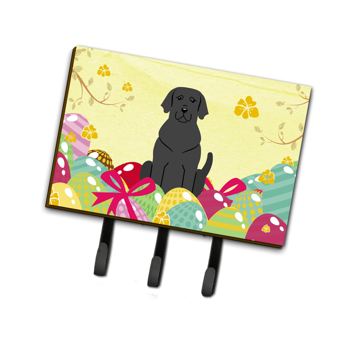 BB6057TH68 Easter Eggs Black Labrador Leash or Key Holder