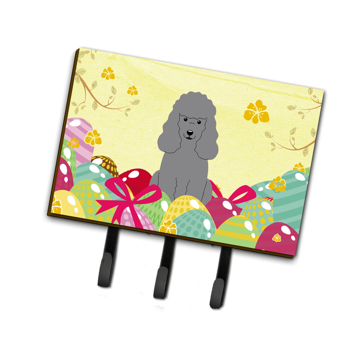 BB6068TH68 Easter Eggs Poodle Silver Leash or Key Holder