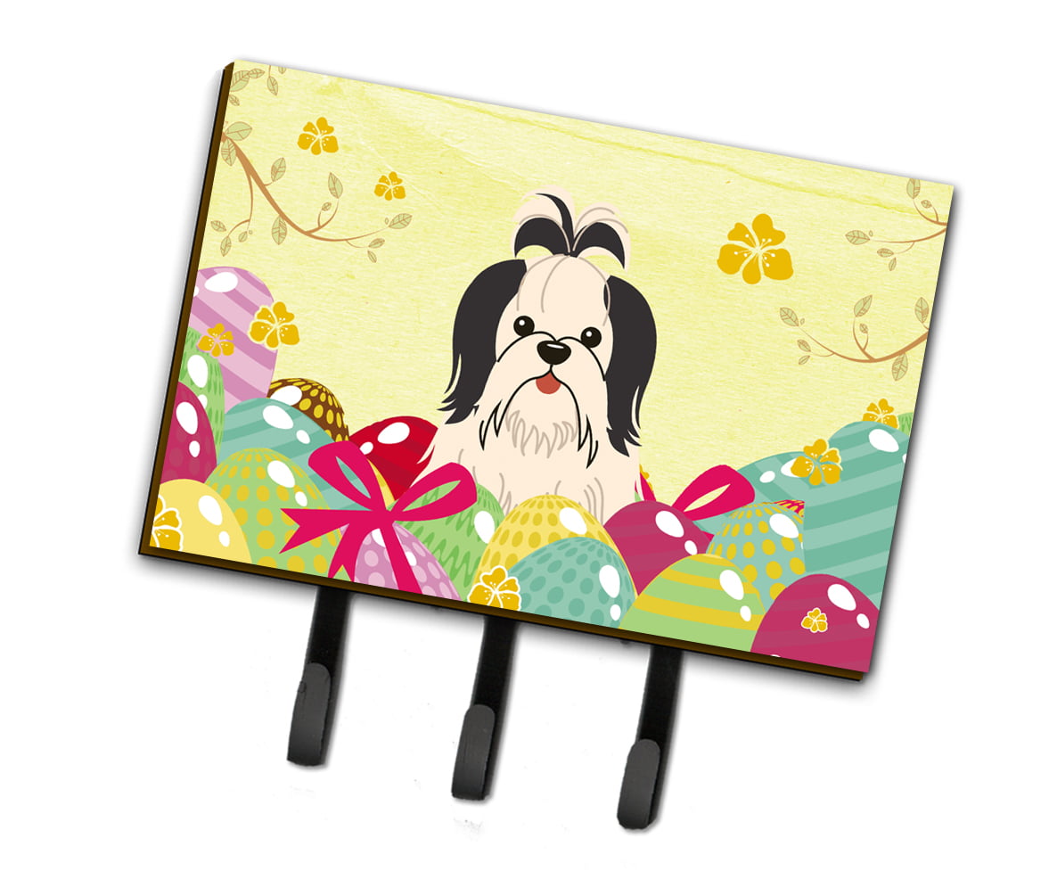 Easter Eggs Shih Tzu Black & White Leash or Key Holder