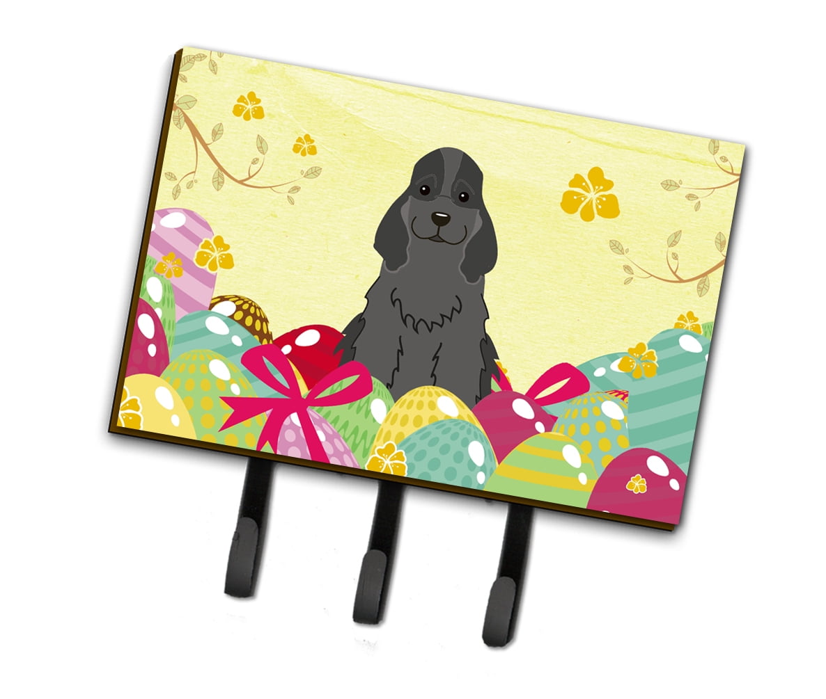 BB6092TH68 Easter Eggs Cocker Spaniel Black Leash or Key Holder