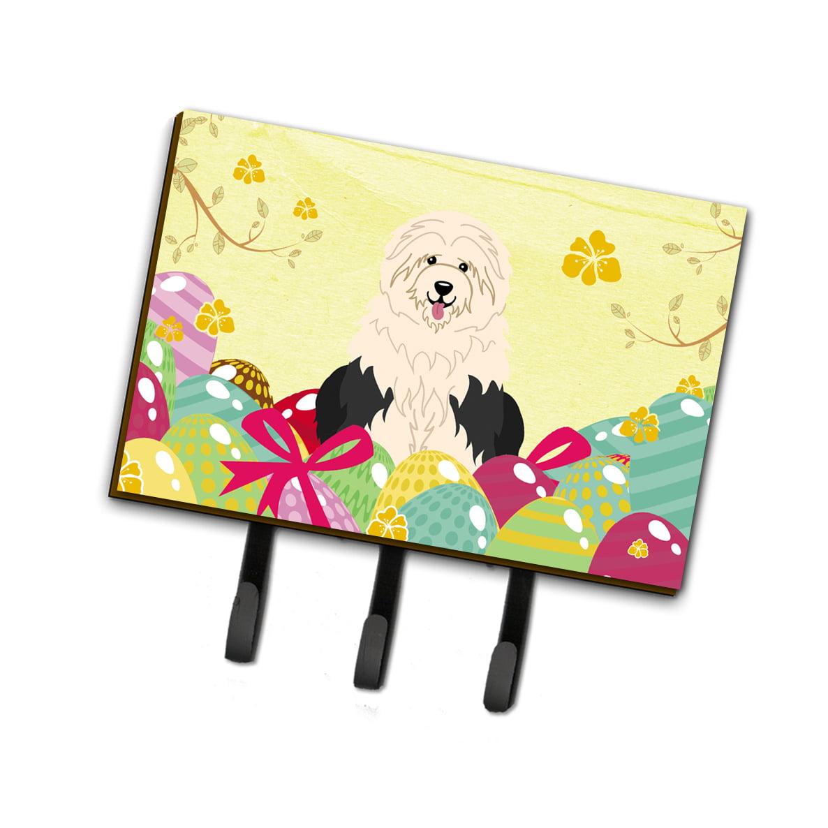 Easter Eggs Old English Sheepdog Leash or Key Holder