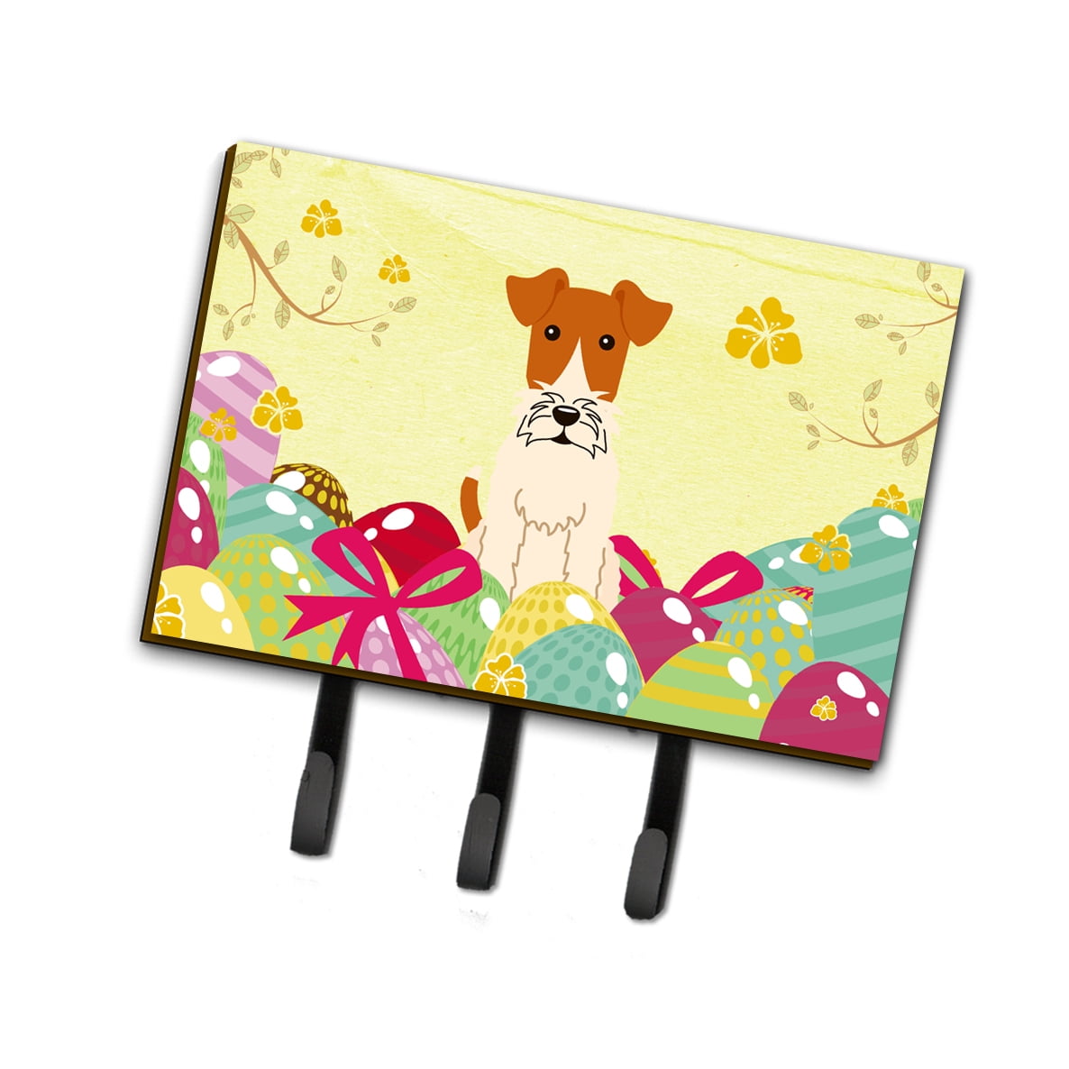 BB6101TH68 Easter Eggs Wire Fox Terrier Leash or Key Holder