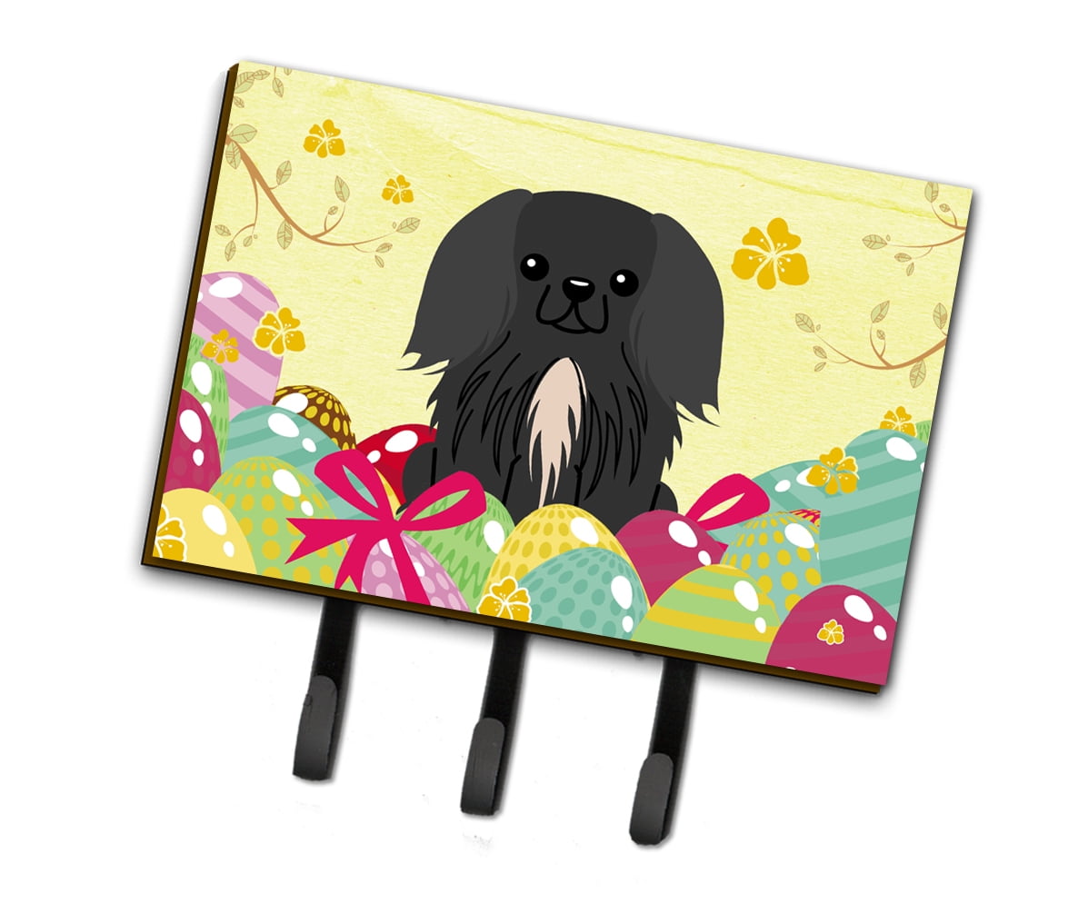 BB6107TH68 Easter Eggs Pekingnese Black Leash or Key Holder
