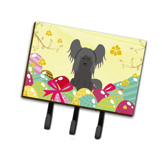 BB6112TH68 Easter Eggs Chinese Crested Black Leash or Key Holder