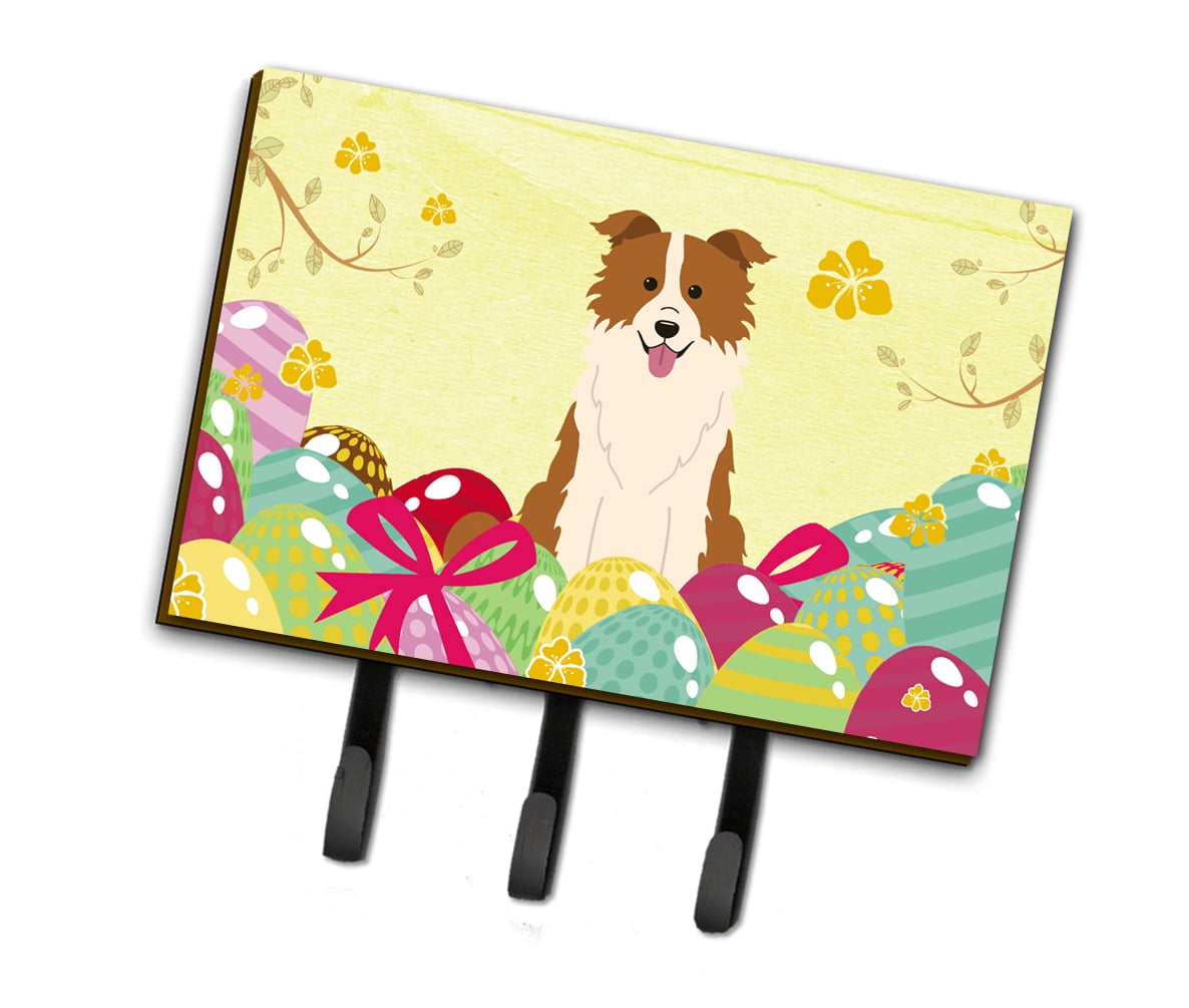BB6119TH68 Easter Eggs Border Collie Red White Leash or Key Holder