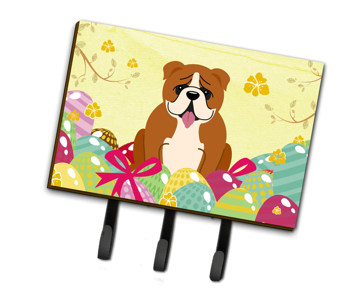 BB6120TH68 Easter Eggs English Bulldog Red White Leash or Key Holder