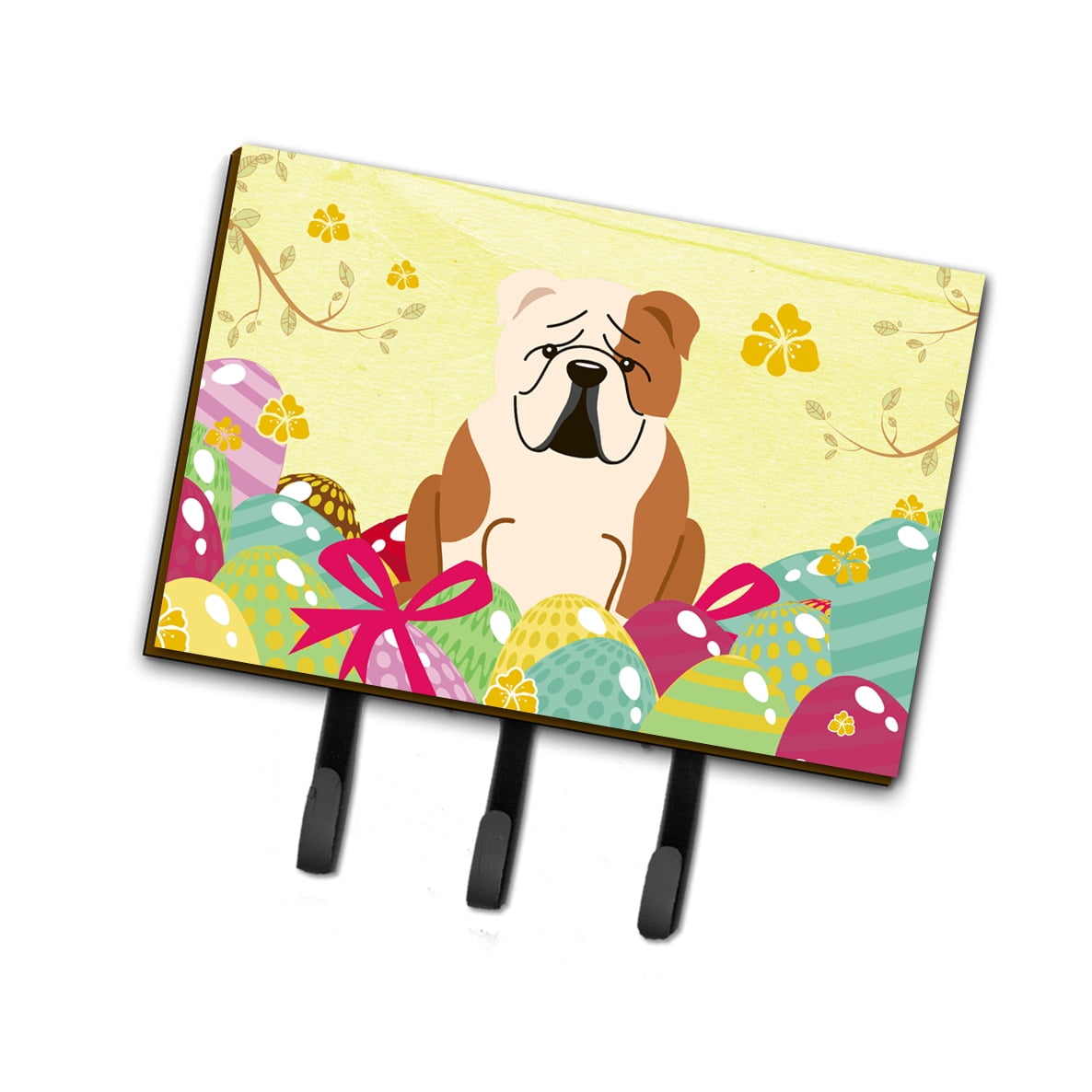 BB6125TH68 Easter Eggs English Bulldog Fawn White Leash or Key Holder