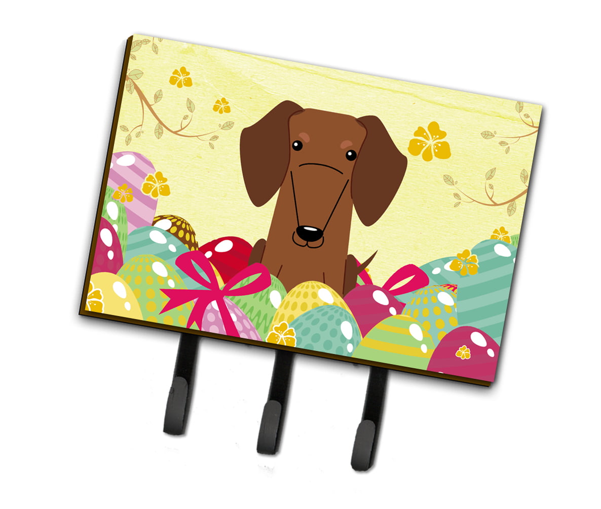 BB6130TH68 Easter Eggs Dachshund Red Brown Leash or Key Holder
