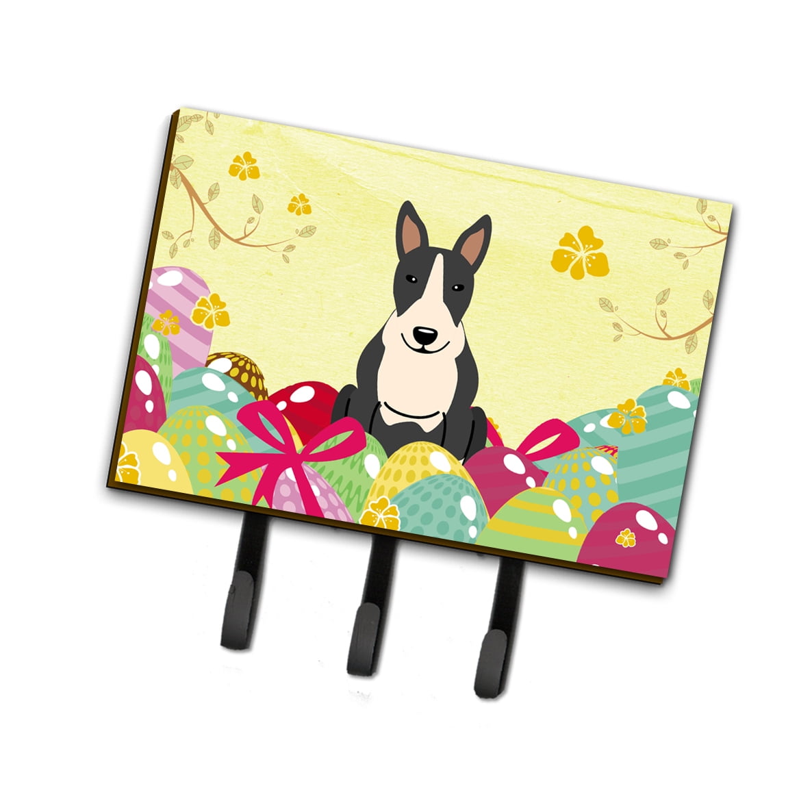 Easter Eggs Bull Terrier Black & White Leash or Key Holder