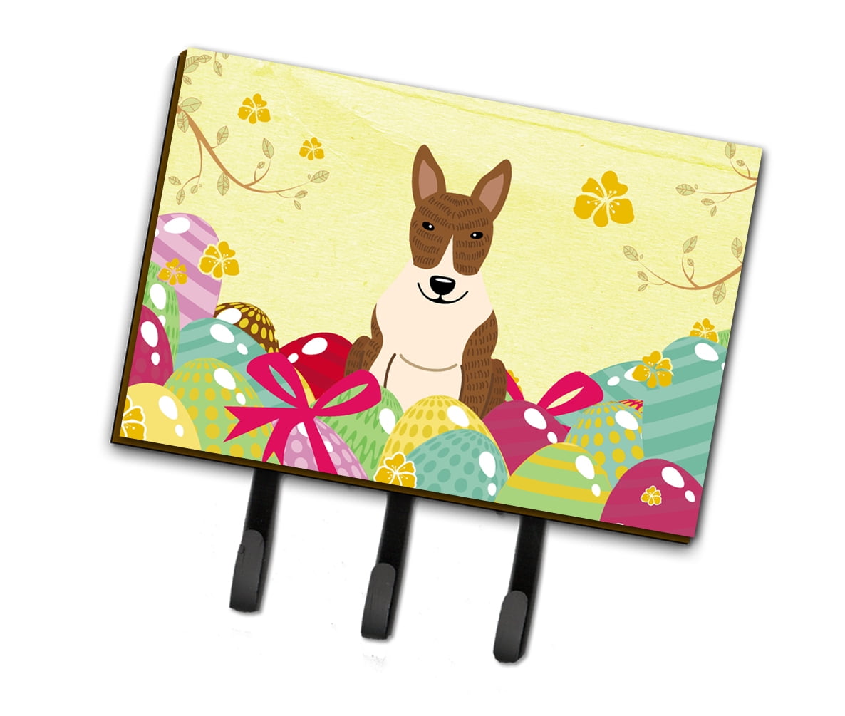 BB6137TH68 Easter Eggs Bull Terrier Brindle Leash or Key Holder