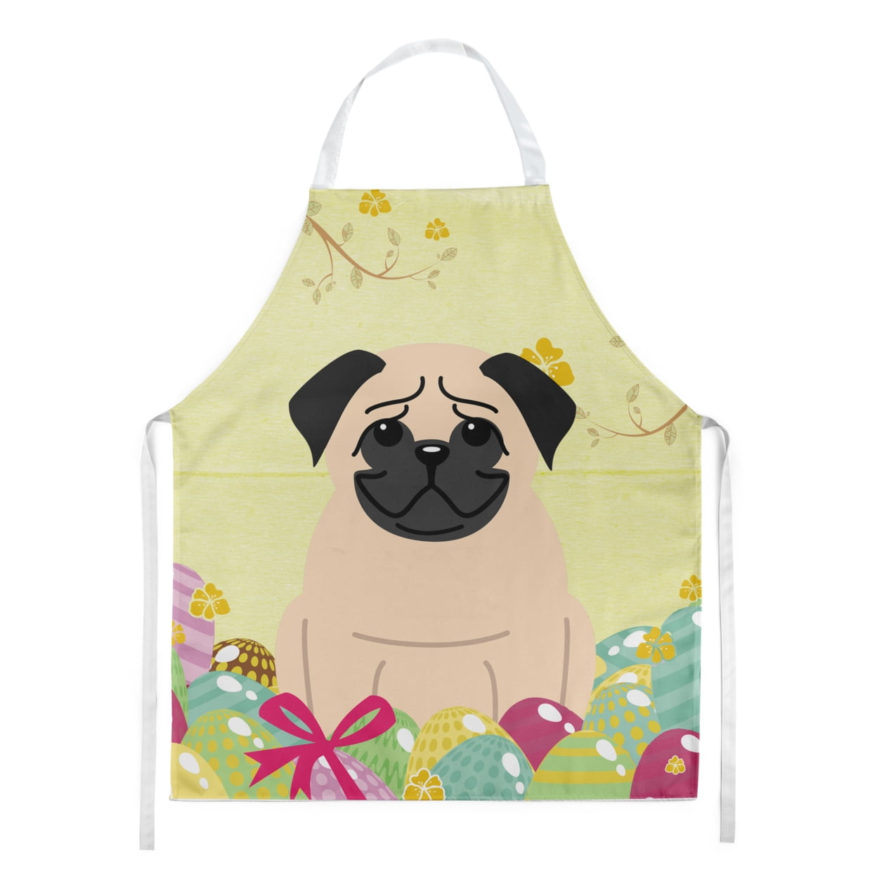Picture of Carolines Treasures BB6008APRON Easter Eggs Pug Fawn Apron