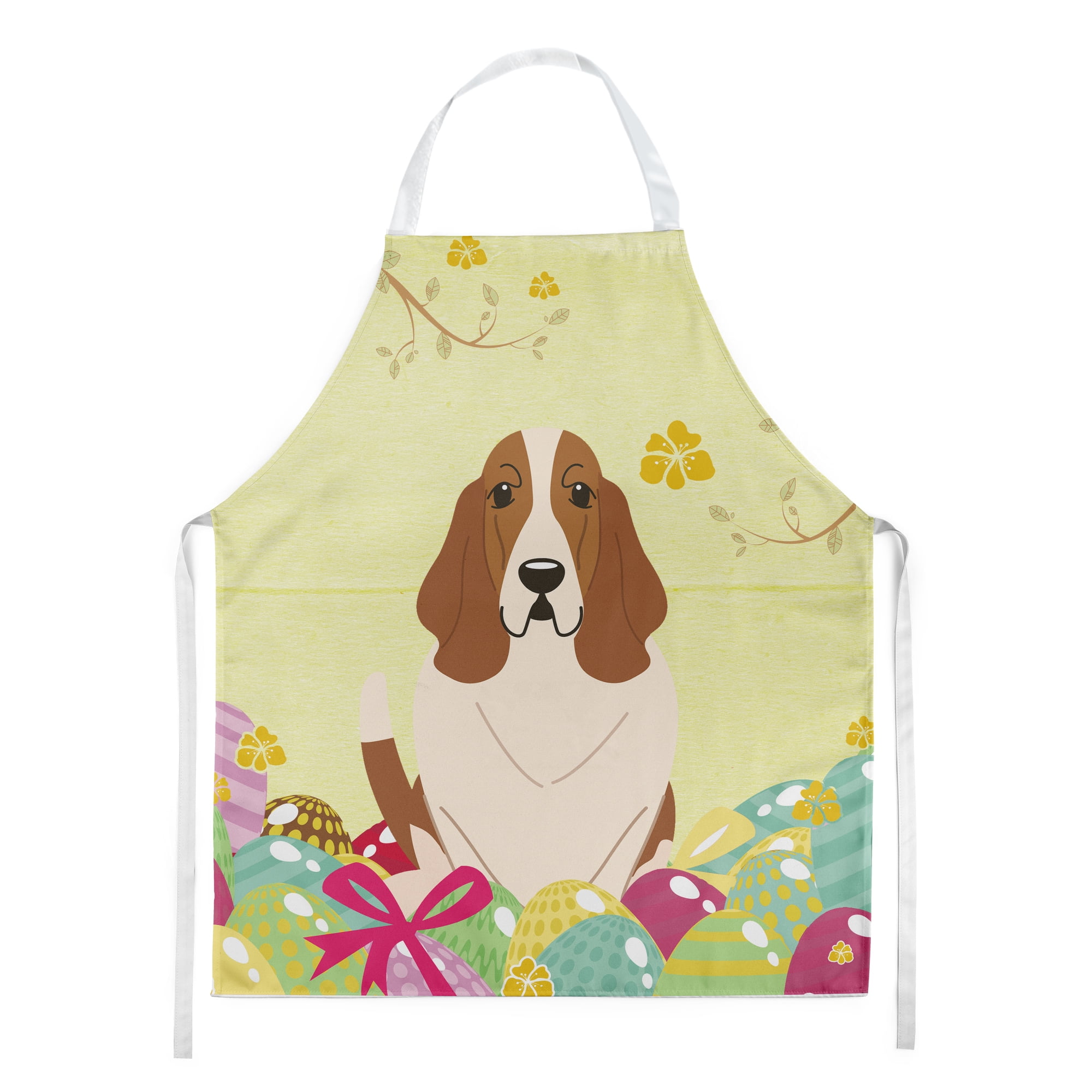 Picture of Carolines Treasures BB6021APRON Easter Eggs Basset Hound Apron