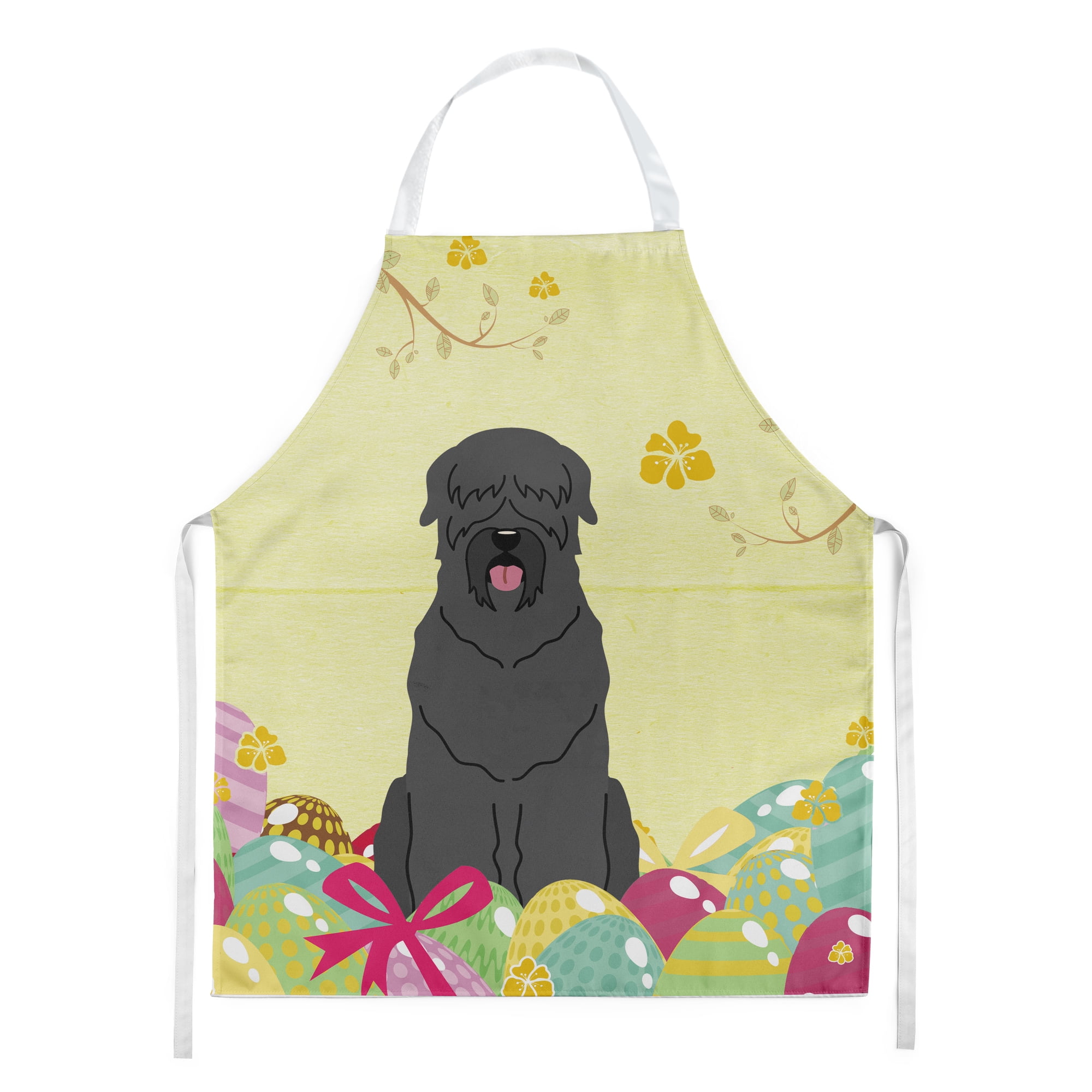 Picture of Carolines Treasures BB6026APRON Easter Eggs Black Russian Terrier Apron
