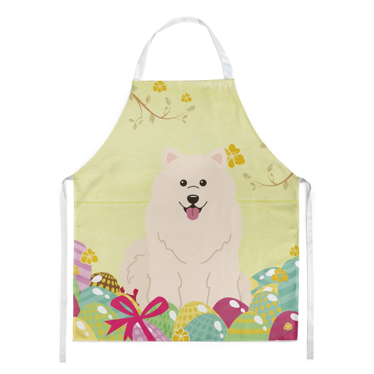 Picture of Carolines Treasures BB6030APRON Easter Eggs Samoyed Apron