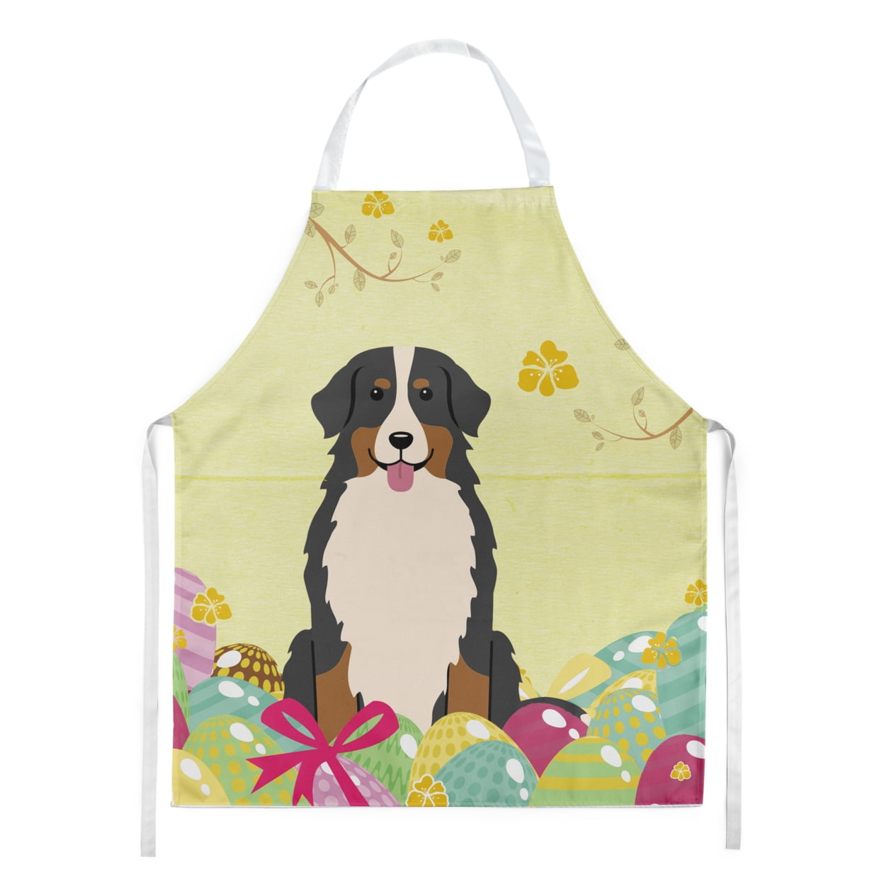 Picture of Carolines Treasures BB6036APRON Easter Eggs Bernese Mountain Dog Apron