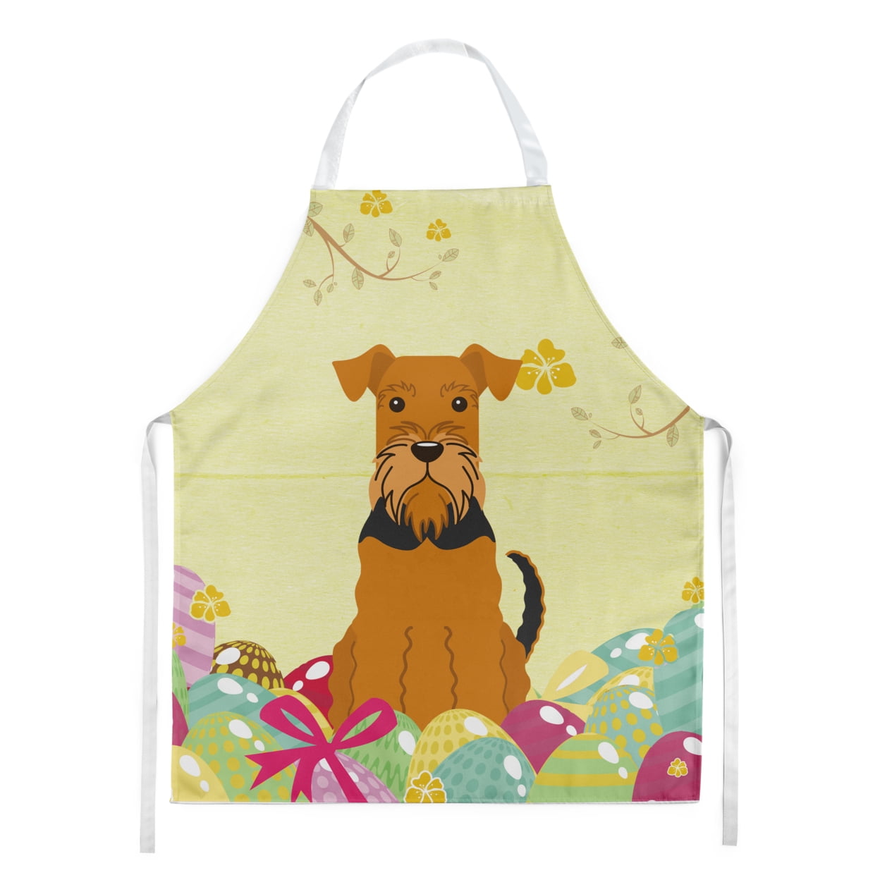 Picture of Carolines Treasures BB6041APRON Easter Eggs Airedale Apron