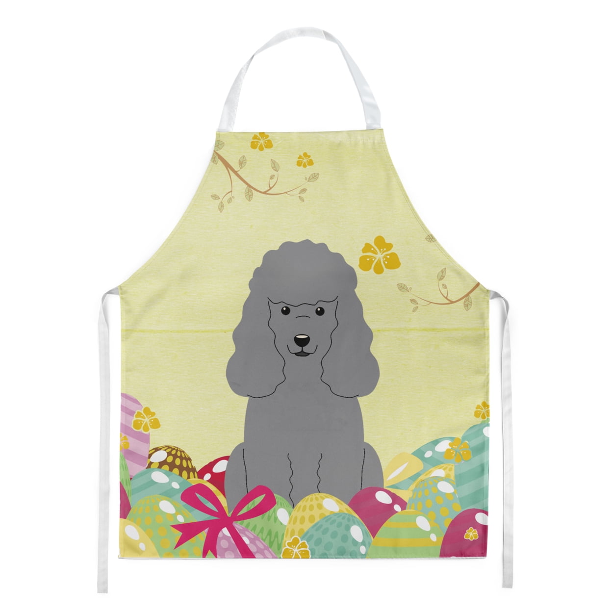 Picture of Carolines Treasures BB6068APRON Easter Eggs Poodle Silver Apron