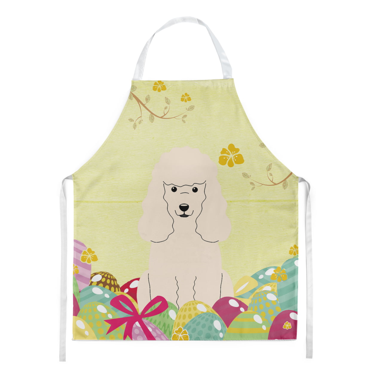 Picture of Carolines Treasures BB6070APRON Easter Eggs Poodle White Apron