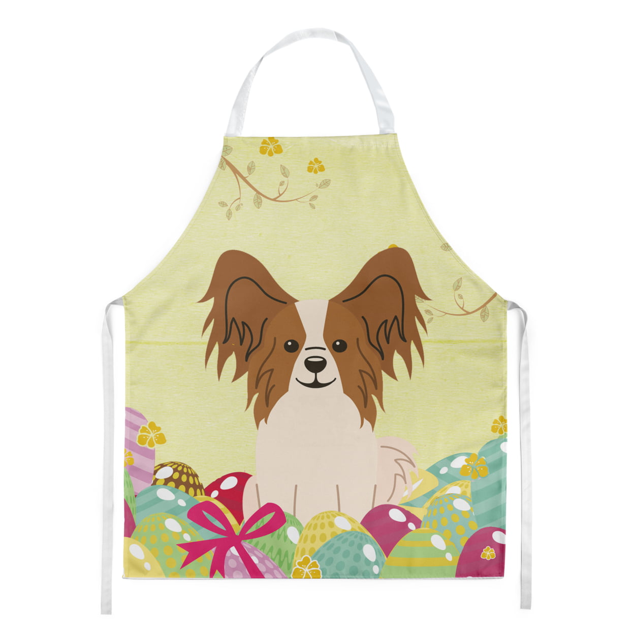 Picture of Carolines Treasures BB6078APRON Easter Eggs Papillon Red & White Apron