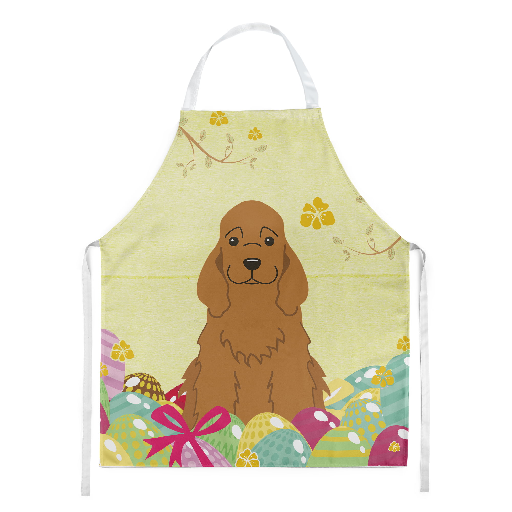 Picture of Carolines Treasures BB6095APRON Easter Eggs Cocker Spaniel Red Apron
