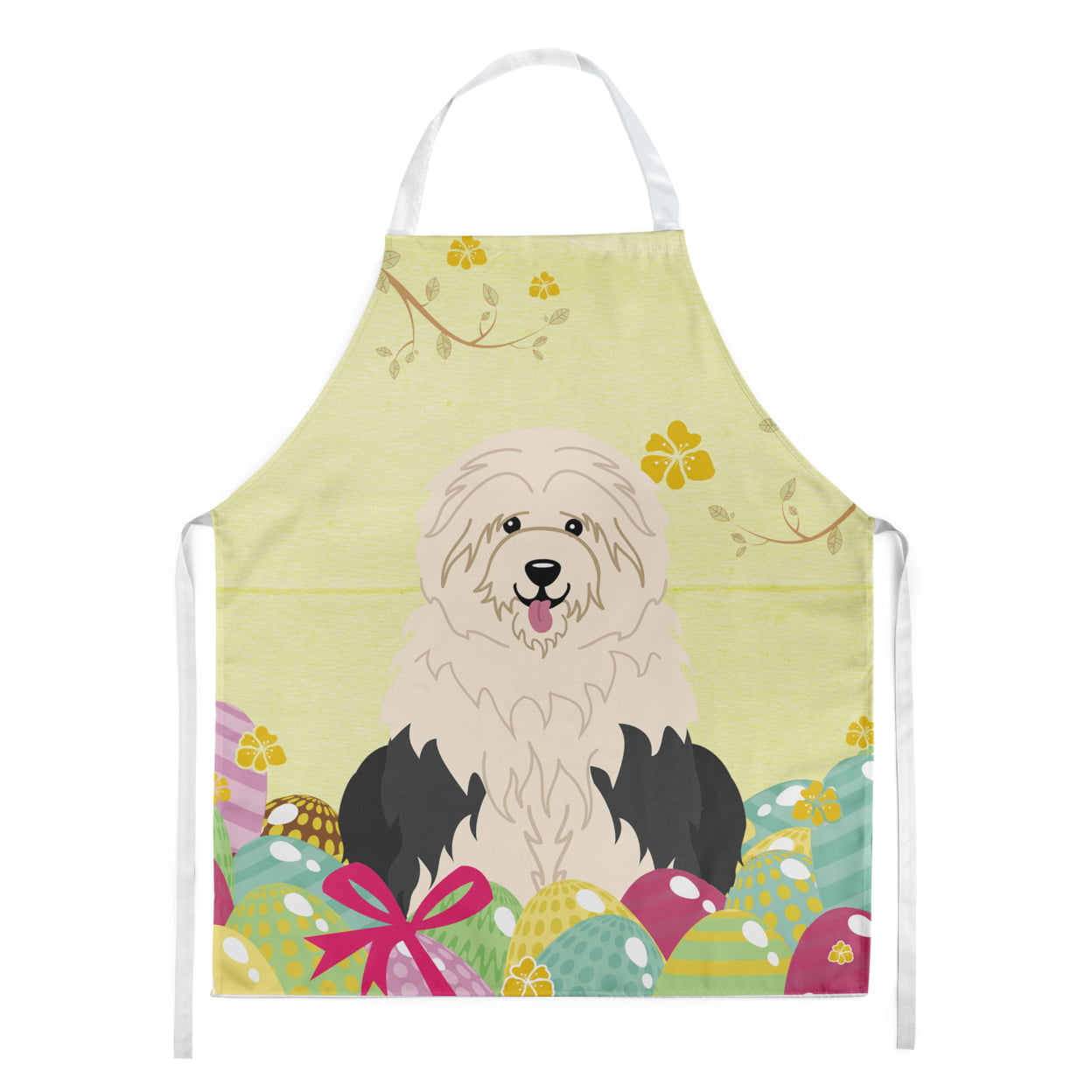 Picture of Carolines Treasures BB6096APRON Easter Eggs Old English Sheepdog Apron