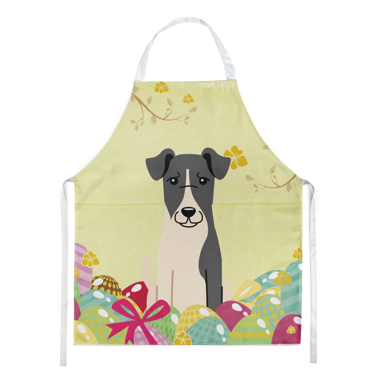 Picture of Carolines Treasures BB6098APRON Easter Eggs Smooth Fox Terrier Apron
