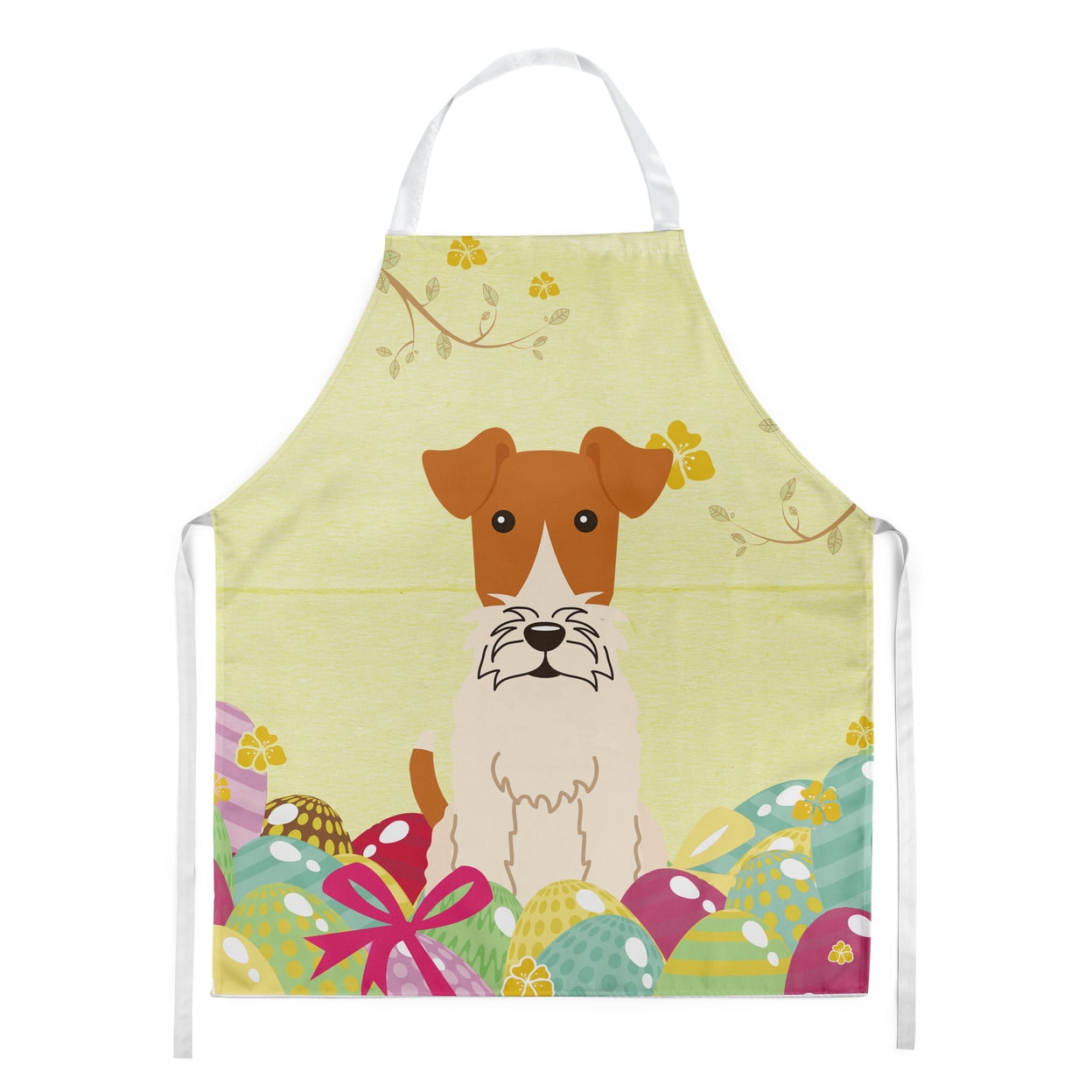 Picture of Carolines Treasures BB6101APRON Easter Eggs Wire Fox Terrier Apron