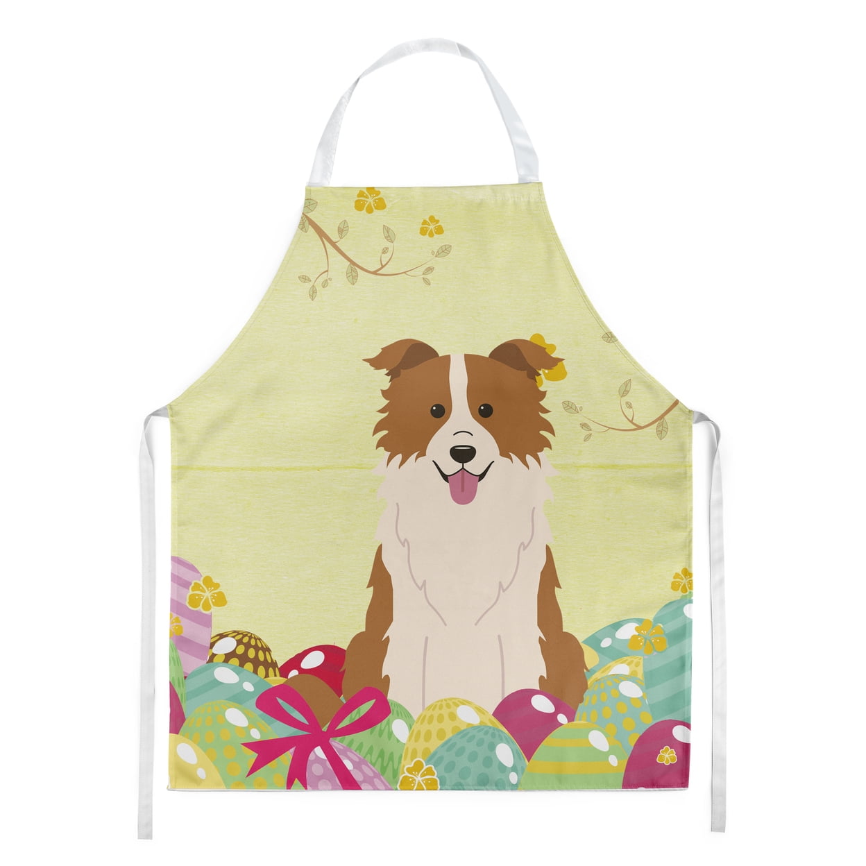Picture of Carolines Treasures BB6119APRON Easter Eggs Border Collie Red & White Apron