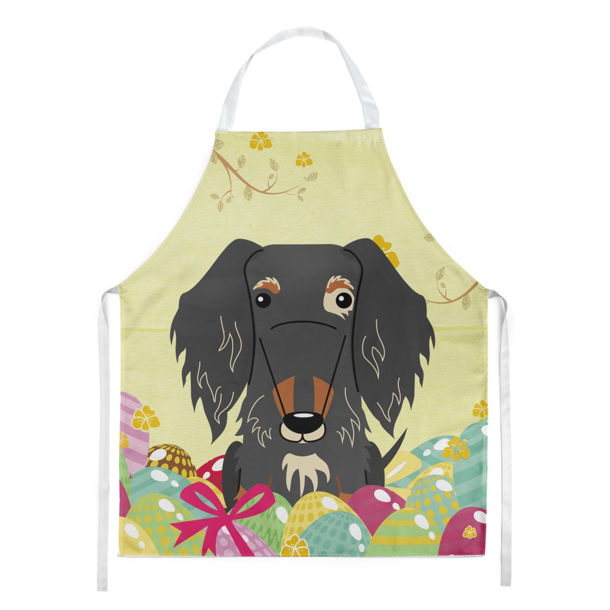 Picture of Carolines Treasures BB6128APRON Easter Eggs Wire Haired Dachshund Dapple Apron