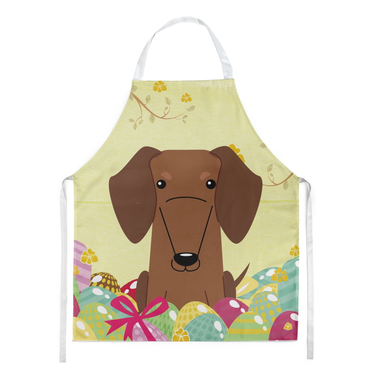 Picture of Carolines Treasures BB6130APRON Easter Eggs Dachshund Red Brown Apron