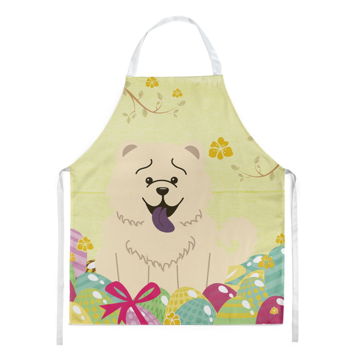 Picture of Carolines Treasures BB6140APRON Easter Eggs Chow Chow White Apron