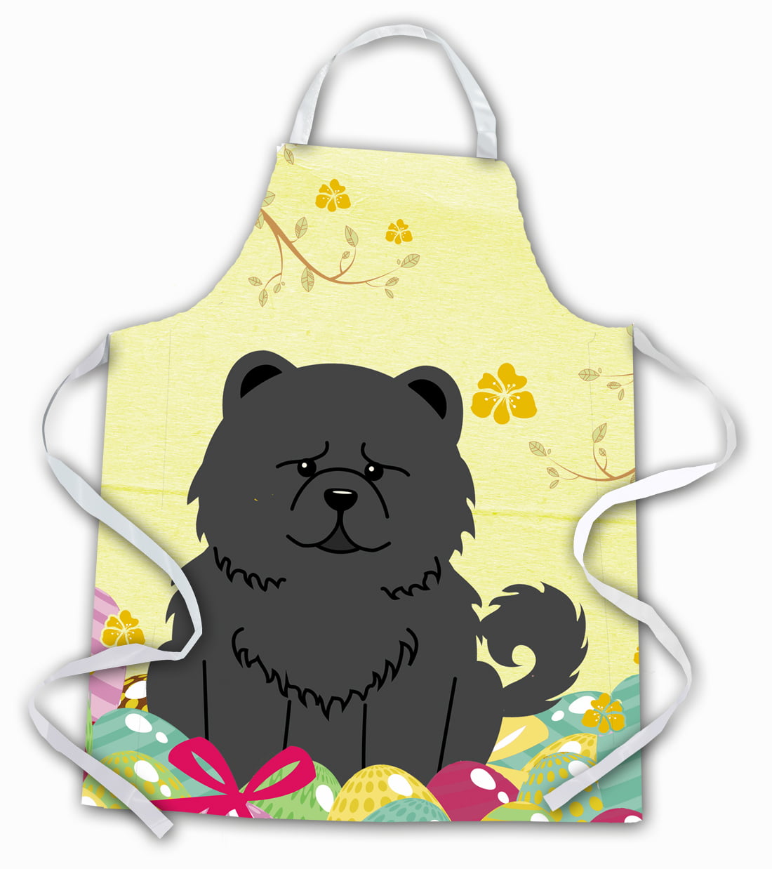 Picture of Carolines Treasures BB6143APRON Easter Eggs Chow Chow Black Apron