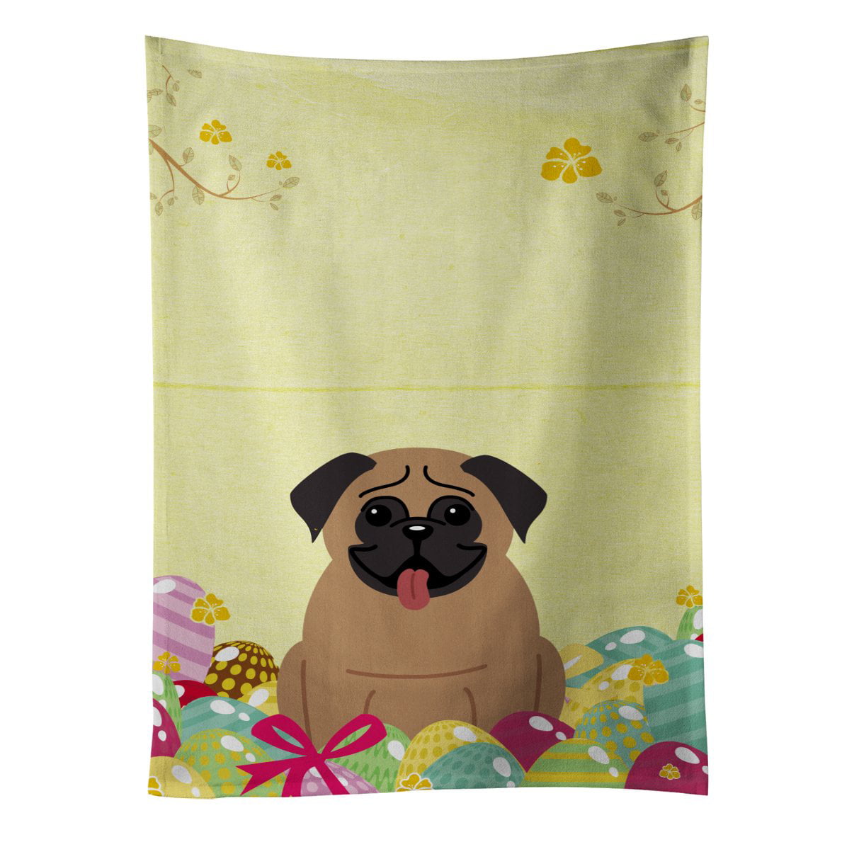 Picture of Carolines Treasures BB6005KTWL Easter Eggs Pug Brown Kitchen Towel