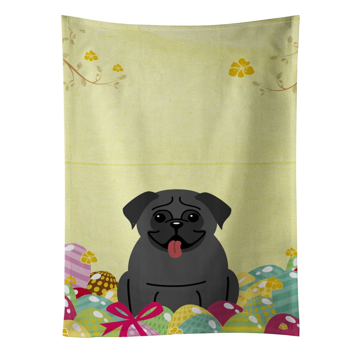 Picture of Carolines Treasures BB6006KTWL Easter Eggs Pug Black Kitchen Towel