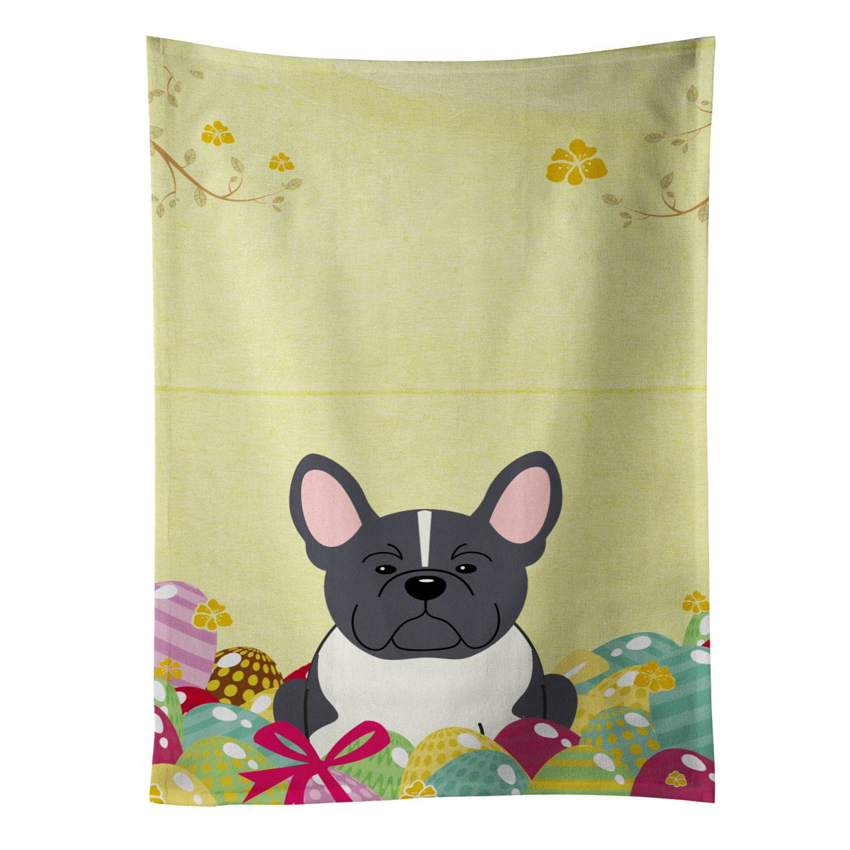 Picture of Carolines Treasures BB6012KTWL Easter Eggs French Bulldog Black & White Kitchen Towel