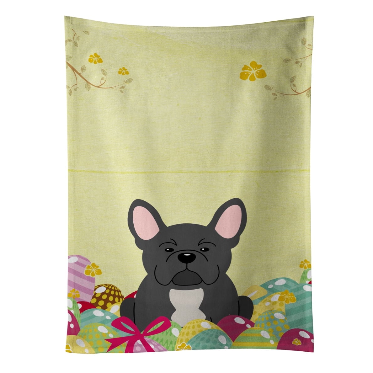 Picture of Carolines Treasures BB6014KTWL Easter Eggs French Bulldog Black Kitchen Towel