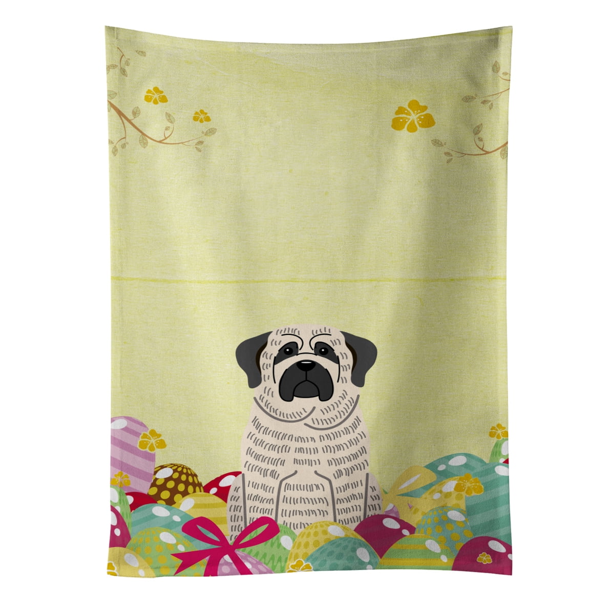 Picture of Carolines Treasures BB6016KTWL Easter Eggs Mastiff Brindle White Kitchen Towel