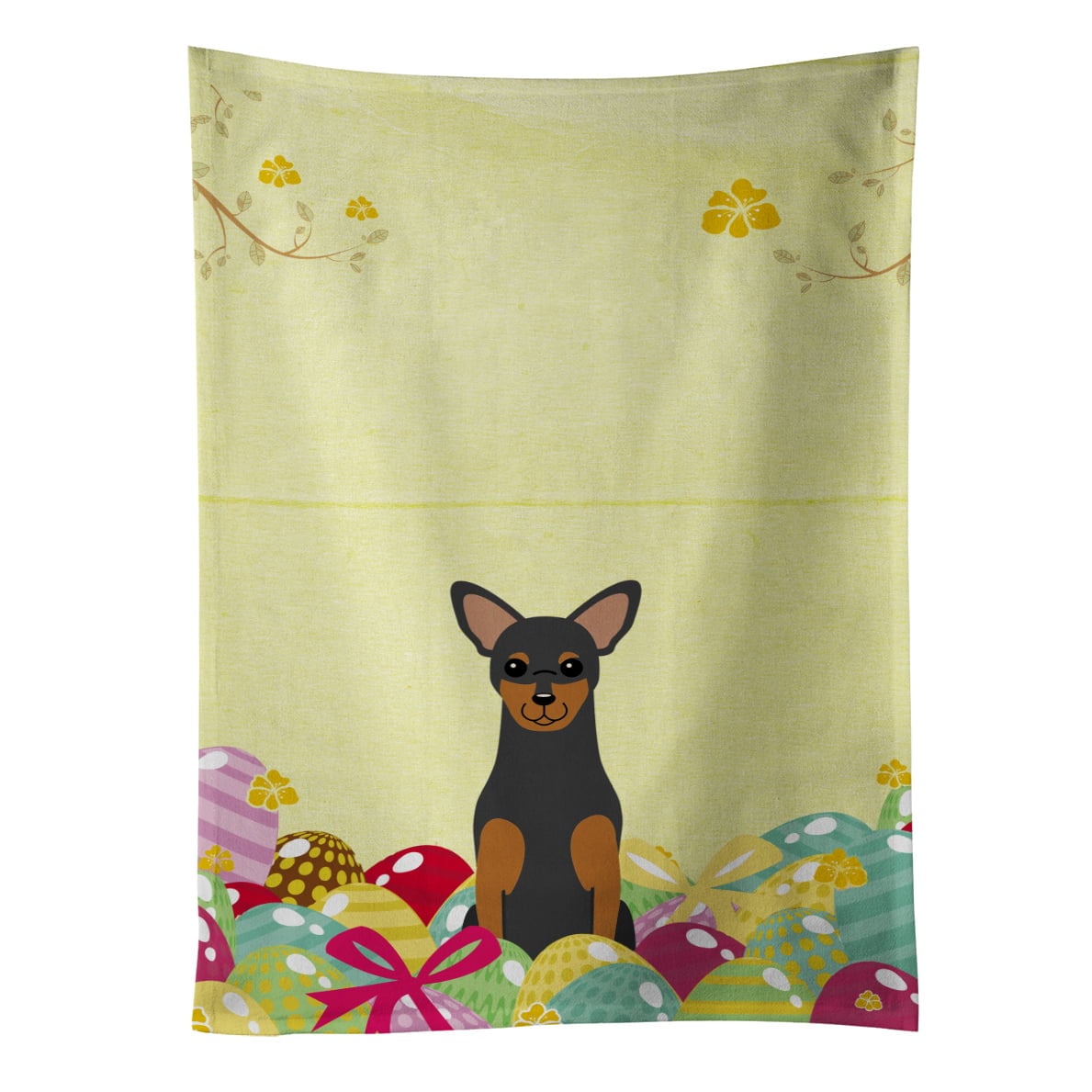 Picture of Carolines Treasures BB6028KTWL Easter Eggs Manchester Terrier Kitchen Towel