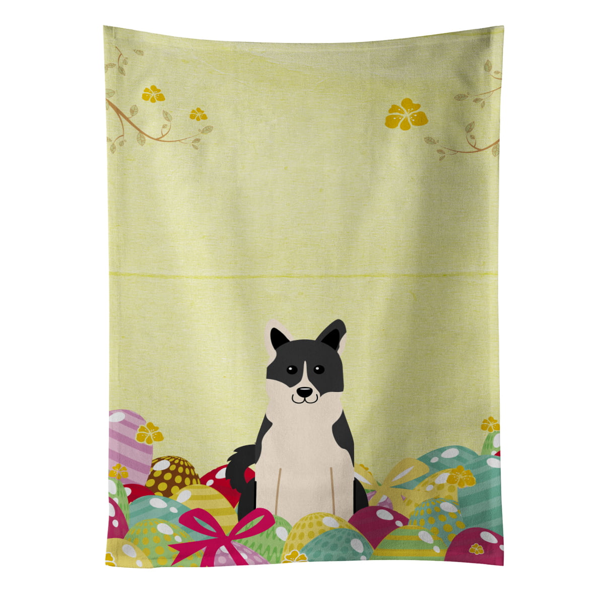 Picture of Carolines Treasures BB6029KTWL Easter Eggs Russo-European Laika Spitz Kitchen Towel