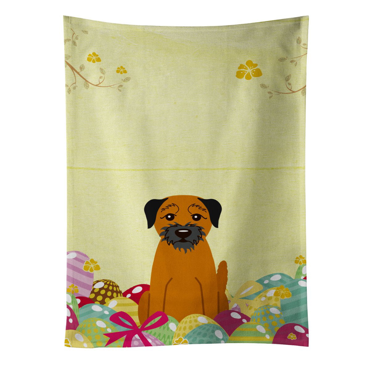Picture of Carolines Treasures BB6039KTWL Easter Eggs Border Terrier Kitchen Towel