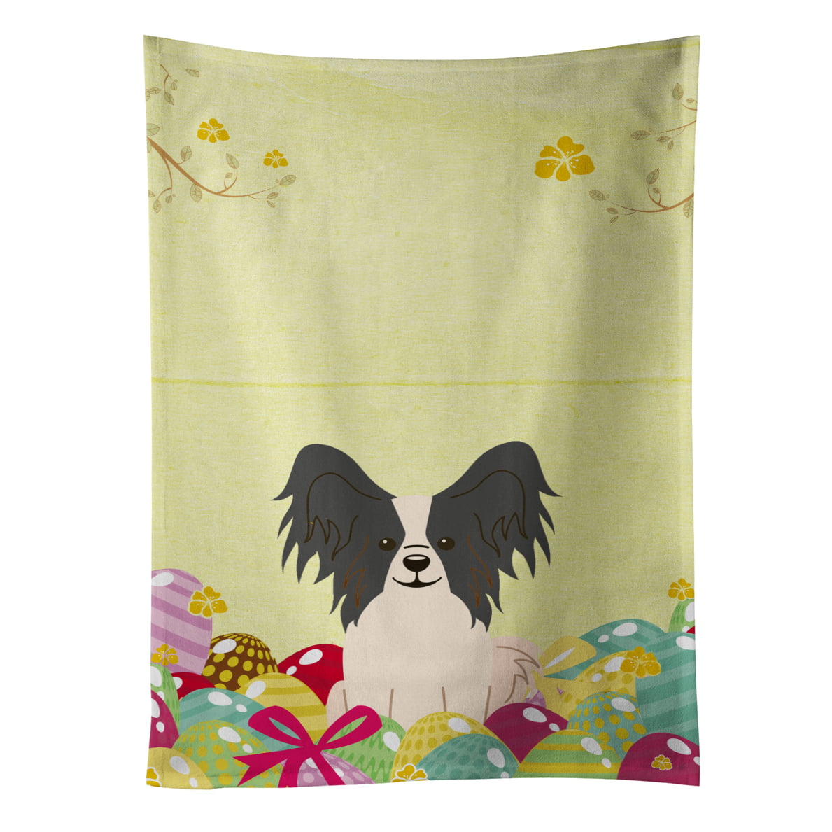 Picture of Carolines Treasures BB6076KTWL Easter Eggs Papillon Black & White Kitchen Towel