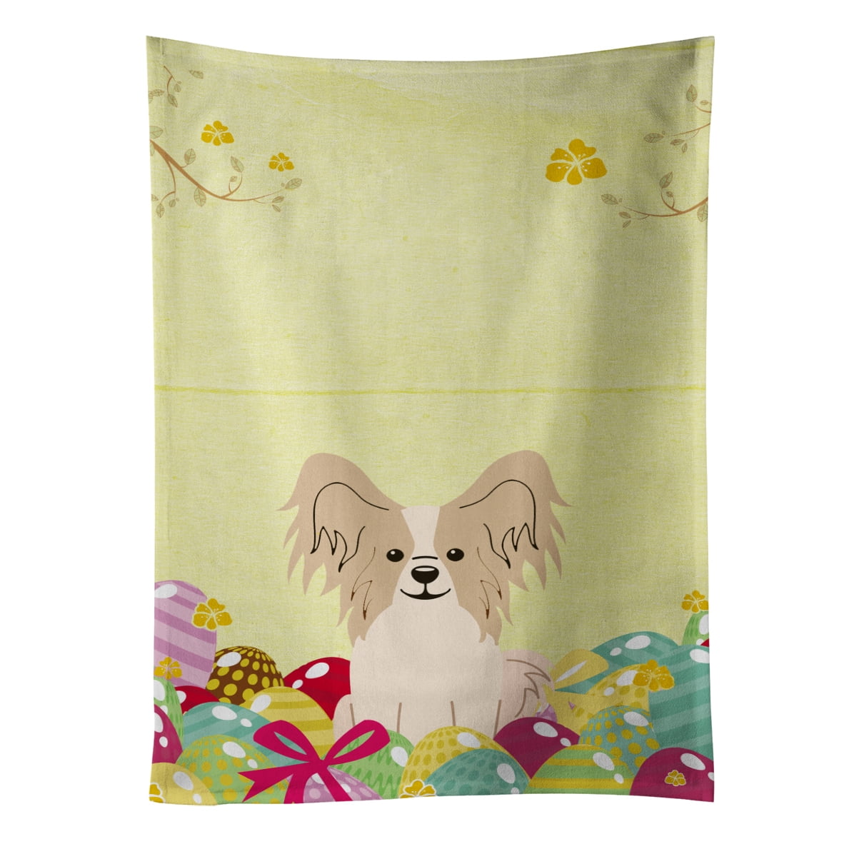 Picture of Carolines Treasures BB6077KTWL Easter Eggs Papillon Sable White Kitchen Towel