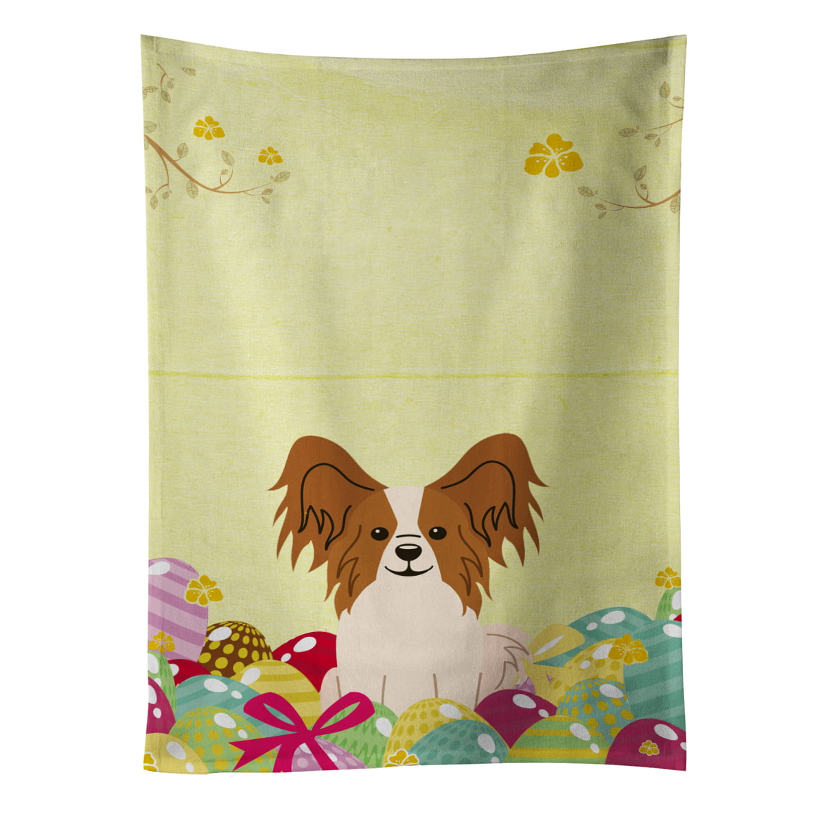 Picture of Carolines Treasures BB6078KTWL Easter Eggs Papillon Red White Kitchen Towel