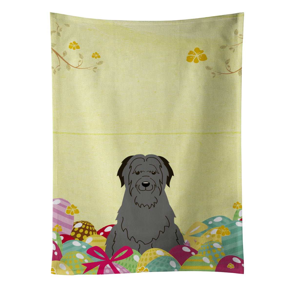Picture of Carolines Treasures BB6081KTWL Easter Eggs Briard Black Kitchen Towel