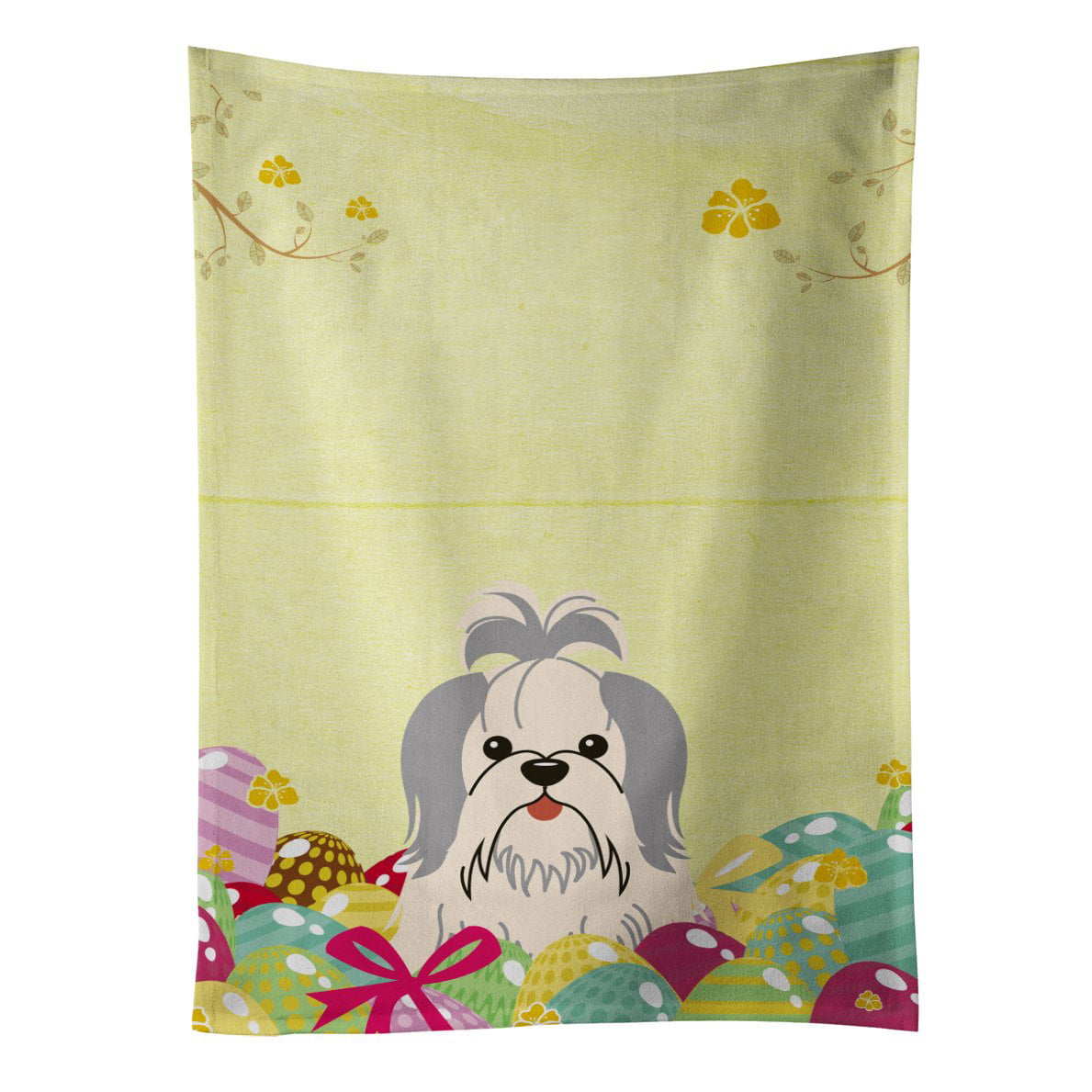 Picture of Carolines Treasures BB6085KTWL Easter Eggs Shih Tzu Silver & White Kitchen Towel
