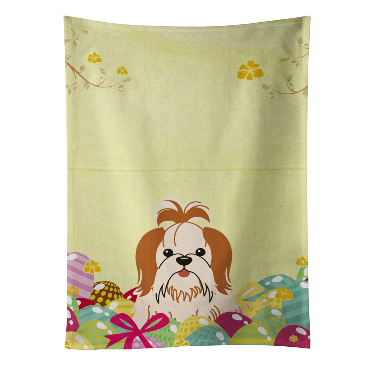 Picture of Carolines Treasures BB6087KTWL Easter Eggs Shih Tzu Red White Kitchen Towel